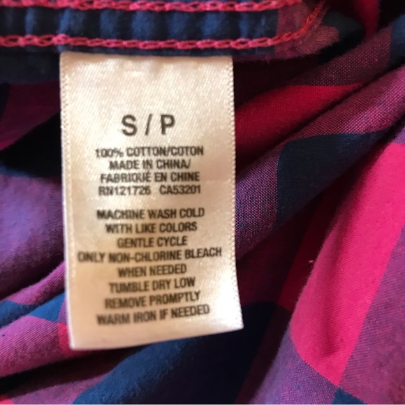 Aeropostale pink blue check flannel Size S - Picture 4 of 8